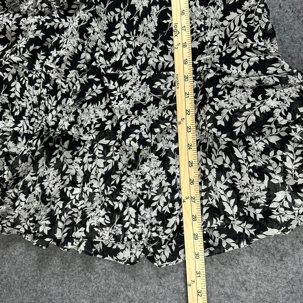Oscar an Oscar de la Renta Company Womens Floral Ruffle Skirt Black White 16 NEW